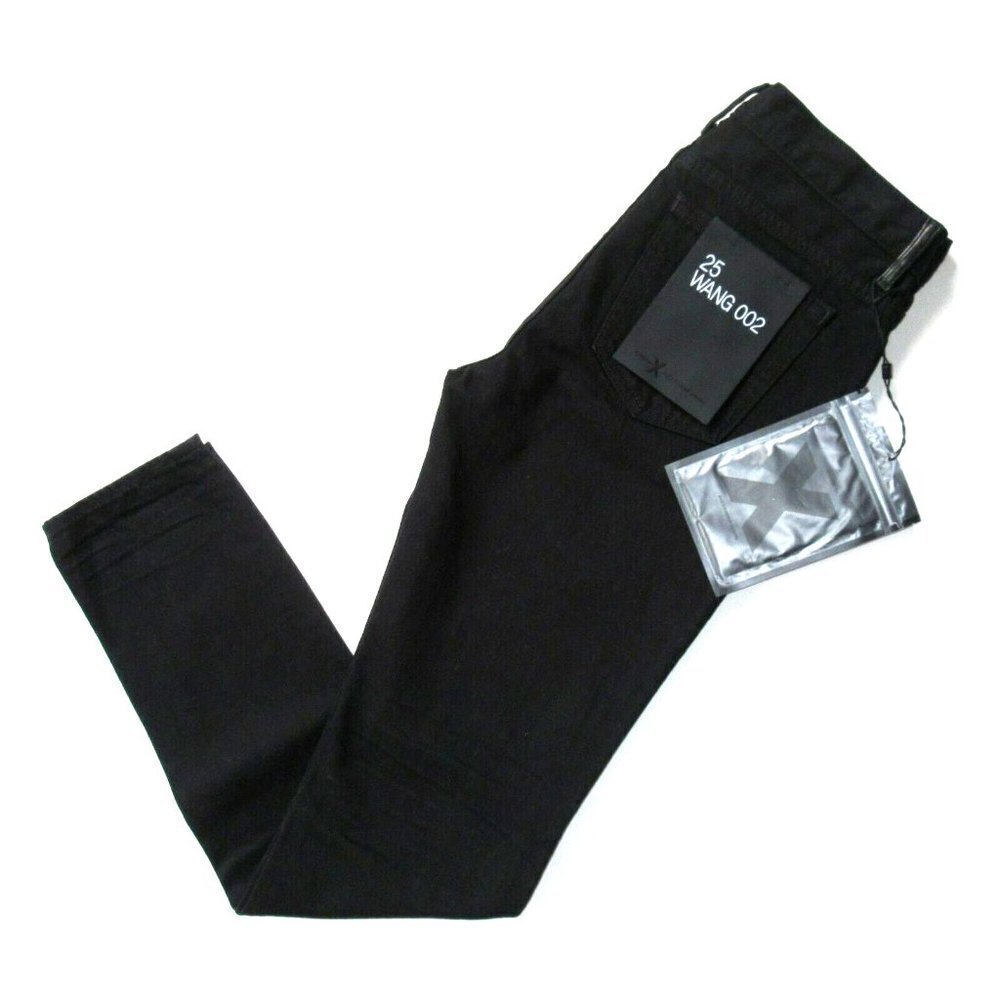 NWT Denim x Alexander Wang 002 in Black Relaxed Fit Tapered Leg Jeans 25 $265